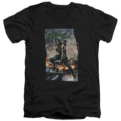 Justice League - Mens Fire And Rain V-Neck T-Shirt