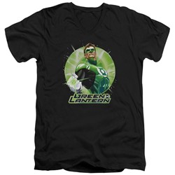 Justice League - Mens Green Static V-Neck T-Shirt