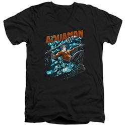 Justice League - Mens Aqua Bubbles V-Neck T-Shirt