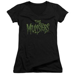 Munsters - Womens Distress Logo V-Neck T-Shirt