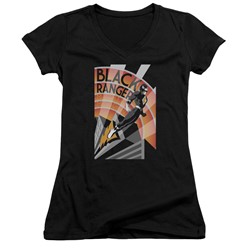 Power Rangers - Womens Black Ranger Deco V-Neck T-Shirt