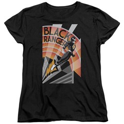 Power Rangers - Womens Black Ranger Deco T-Shirt