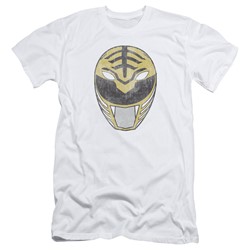 Power Rangers - Mens White Ranger Mask Slim Fit T-Shirt