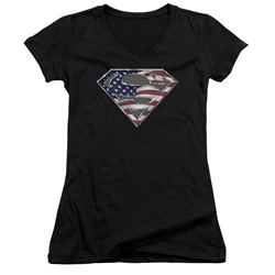 Superman - Womens All American Shield V-Neck T-Shirt