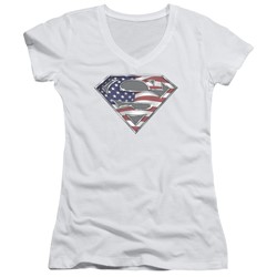 Superman - Womens All American Shield V-Neck T-Shirt