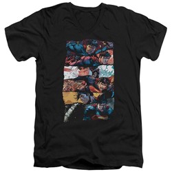Superman - Mens Torn Collage V-Neck T-Shirt