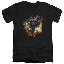 Superman - Mens Blasting Through V-Neck T-Shirt