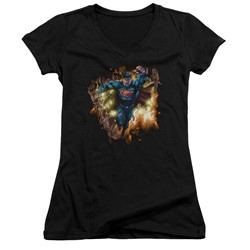 Superman - Womens Blasting Through V-Neck T-Shirt
