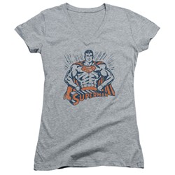 Superman - Womens Vintage Stance V-Neck T-Shirt