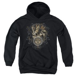 Sun - Youth Scroll Around Rooster Pullover Hoodie