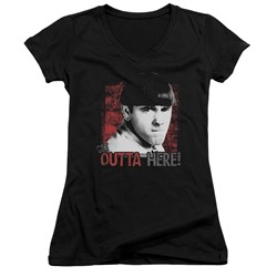 Three Stooges - Womens Get Outta Here V-Neck T-Shirt