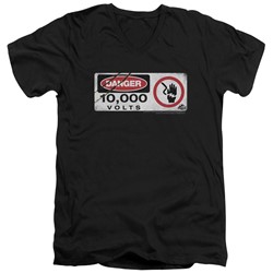 Jurassic Park - Mens Electric Fence Sign V-Neck T-Shirt