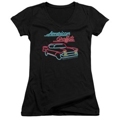 American Grafitti - Womens Neon V-Neck T-Shirt