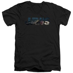 Jaws - Mens Logo Cutout V-Neck T-Shirt