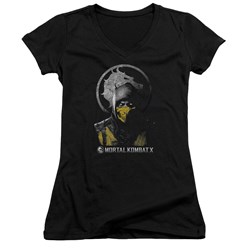 Mortal Kombat - Womens Scorpion Bust V-Neck T-Shirt
