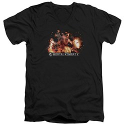 Mortal Kombat - Mens Scorpio Flames V-Neck T-Shirt