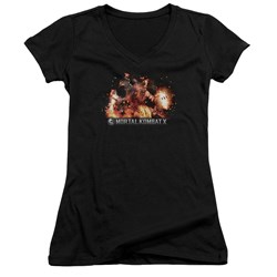 Mortal Kombat - Womens Scorpio Flames V-Neck T-Shirt