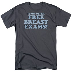 Free Breast Exams - Adult Charcoal S/S T-Shirt For Men