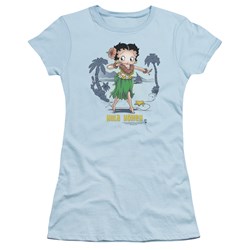 Betty Boop - Hula Honey - Juniors Light Blue Sheer Cap Slv T-Shirt For Women
