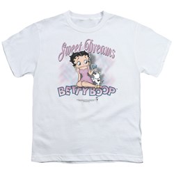 Betty Boop - Sweet Dreams - Big Boys White S/S T-Shirt For Boys