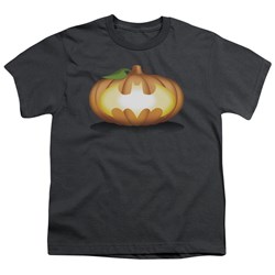 Batman - Bat Pumpkin Logo - Big Boys Charcoal S/S T-Shirt For Boys