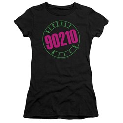 90210 - Neon - Juniors Black Sheer Cap Sleeve T-Shirt For Women