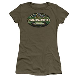 Survivor - Gabon Logo - Jr Lt.Olive Sheer Cap Sleeve T-Shirt For Women