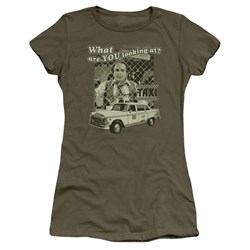 Taxi - Whats A Matta - Jr Military Green Sheer Cap Slv T-Shirt For Women