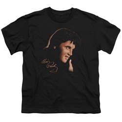 Elvis - Warm Portrait - Big Boys Black S/S T-Shirt For Boys