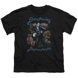 Elvis - Memphis - Big Boys Black S/S T-Shirt For Boys