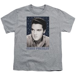 Elvis - Blue Sparkle - Big Boys Heather S/S T-Shirt For Boys