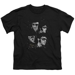 Elvis - Faces - Big Boys Black S/S T-Shirt For Boys