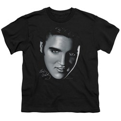 Elvis - Big Face - Big Boys Black S/S T-Shirt For Boys