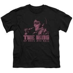 Elvis - The King - Big Boys Black S/S T-Shirt For Boys
