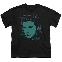 Elvis - Young Dots - Big Boys Black S/S T-Shirt For Boys