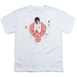Elvis - Red Pheonix - Big Boys White S/S T-Shirt For Boys