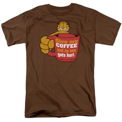 Garfield - Give Me Coffee - Adult Khaki S/S T-Shirt For Men