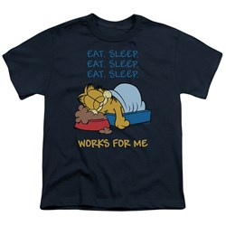 Garfield - Works For Me - Big Boys Navy S/S T-Shirt For Boys