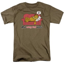 Garfield - What Every Dad Wants - Adult Safari Green S/S T-Shirt For Men
