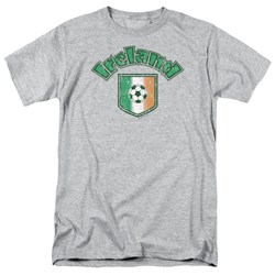Ireland With Soccer Flag - Adult Green Ringer S/S T-Shirt For Men