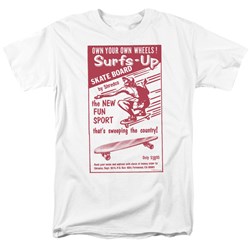 Surfs Up - Adult White S/S T-Shirt For Men