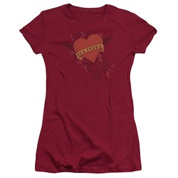 Hot Momma - Juniors Red Sheer Cap Sleeve T-Shirt For Women