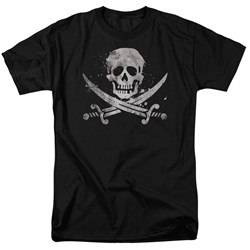Distressed Jolly Roger - Adult Black S/S T-Shirt For Men