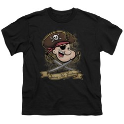 Popeye - Shiver Me Timbers - Big Boys Black S/S T-Shirt For Boys