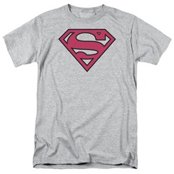 Superman - Red & Black Shield - Adult Heather S/S T-Shirt For Men