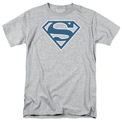 Superman - Blue & White Shield - Adult Heather S/S T-Shirt For Men