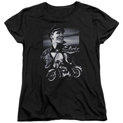 Elvis - Motorcycle Womens T-Shirt In Black