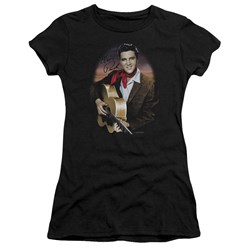 Elvis - Red Scarf Ii Juniors T-Shirt In Black