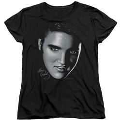 Elvis - Big Face Womens T-Shirt In Black