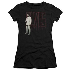 Elvis - White Suit Juniors T-Shirt In Black